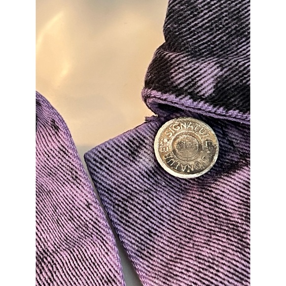 SIGNATURE Acid wash purple & black distressed Jean jacket S M L - Picture 9 of 11
